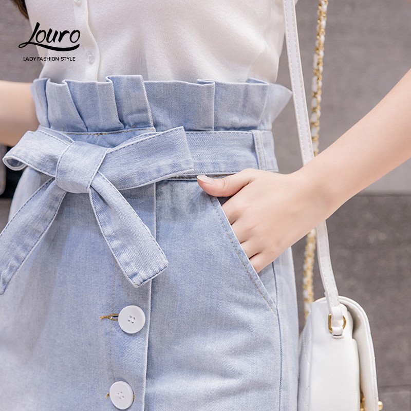 Chân váy chữ A Louro L805, mẫu chân váy đẹp chất demin, che bụng hiệu quả, điệu đà nữ tính | BigBuy360 - bigbuy360.vn