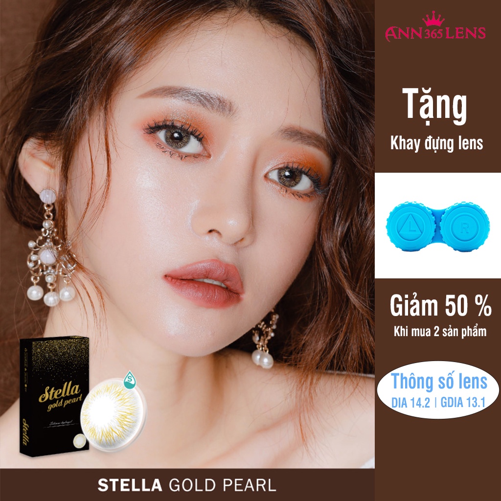 Kính áp tròng 1 tháng màu vàng Stella Gold Pearl ANN365 đeo siêu êm 12h