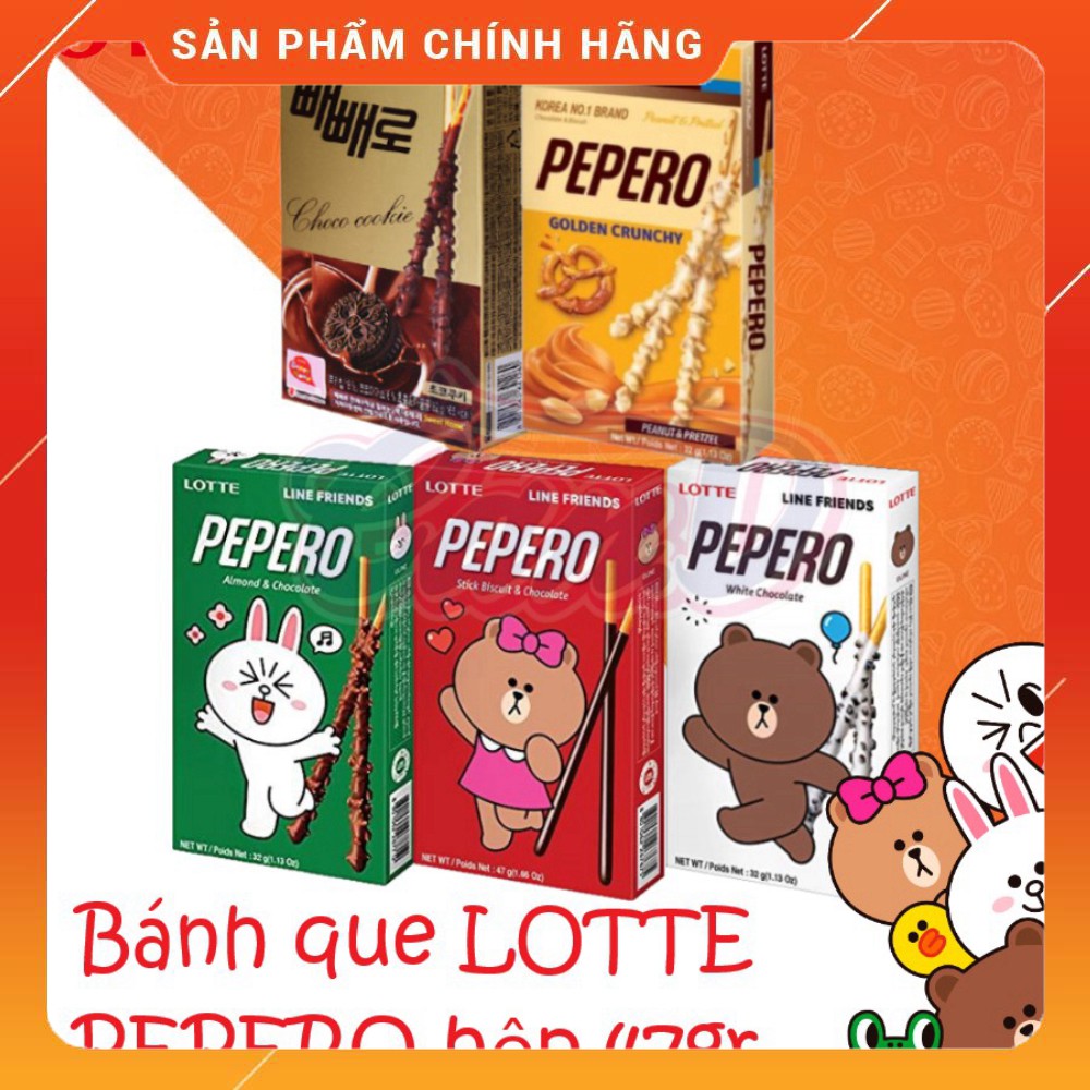 (5 vị) Bánh que Lotte Pepero hộp 47gr - Bánh Quẩy