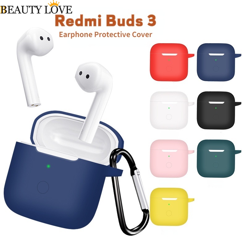 Vỏ Bảo Vệ Hộp Sạc Tai Nghe Redmi Buds 3 Không Dây Chất Liệu Silicon Mềm Kèm Móc Treo