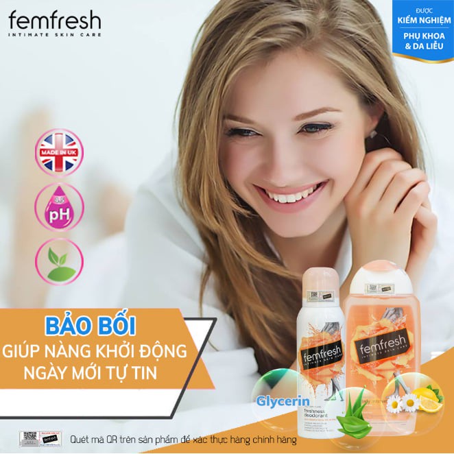 ✅(Chính Hãng) Xịt thơm mát vùng kín cao cấp Femfresh 125ml nhập khẩu Anh Quốc
