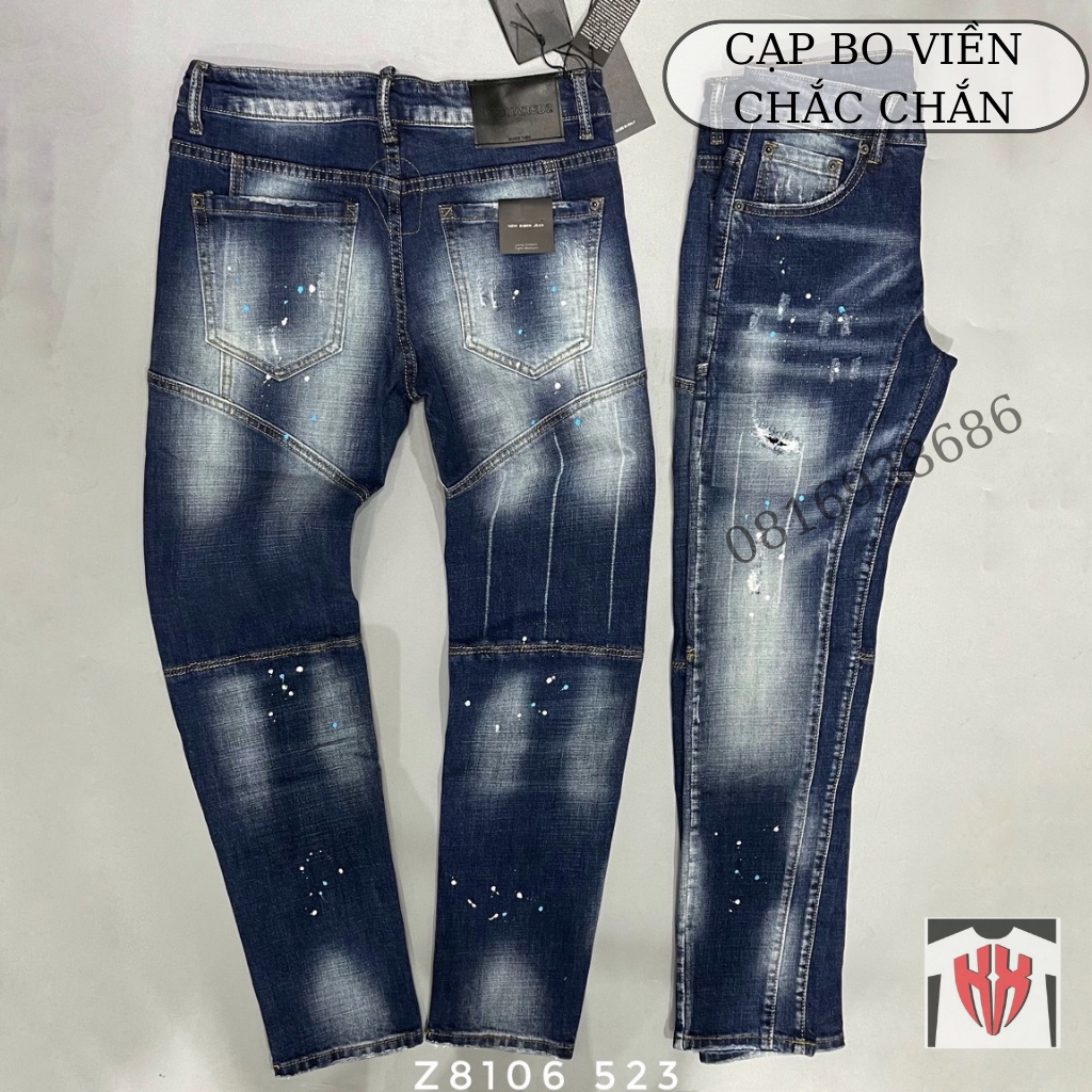 Quần Jean Nam ống Côn DSQ Khóa Đẹp-Quần Bò Côn Nam Rách Vải Cao Cấp Không Phai, Họa Tiết Rách Hot Nhất-KXSHOPMEN-8106