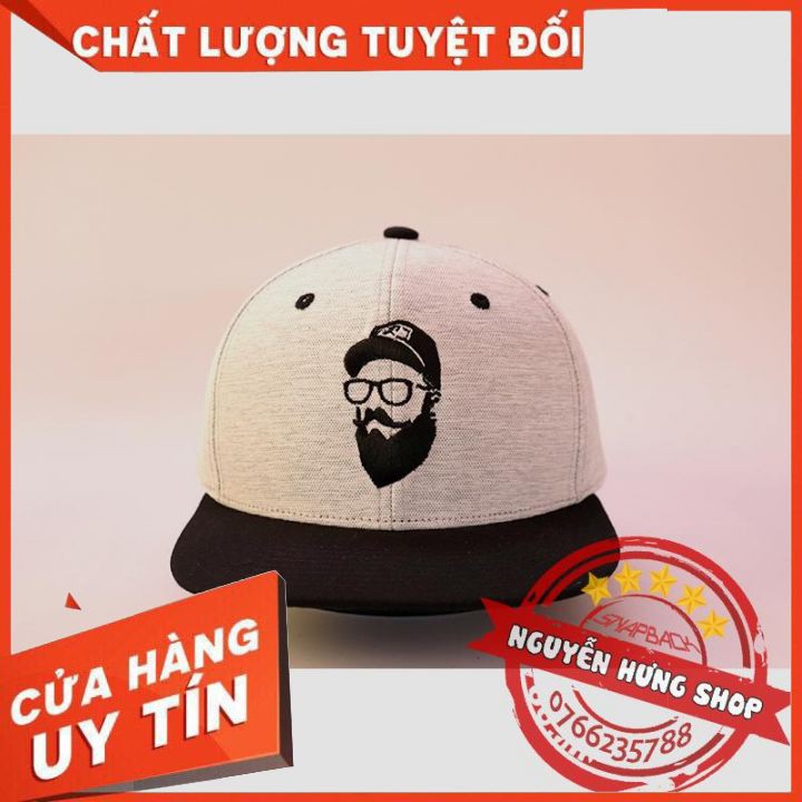 Nón Snapback xám bạc kết đen Man Snapback chất xịn siêu đẹp