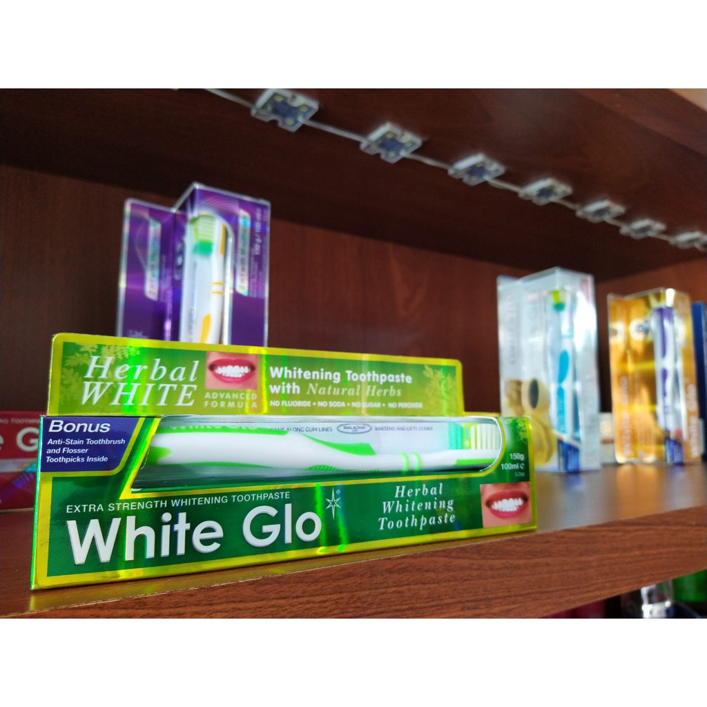 Kem đánh răng White Glo thảo mộc 150gr _ Herbal Whitening Toothpaste