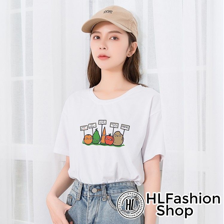 Áo thun tay lỡ form rộng 5 khoai tây cà rốt đáng yêu kute, áo phông size HLFashion