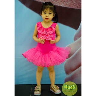 Váy tập múa ballet (ba lê) trẻ em bé gái ngực ren Hồng Sen size 3-9 tuổi