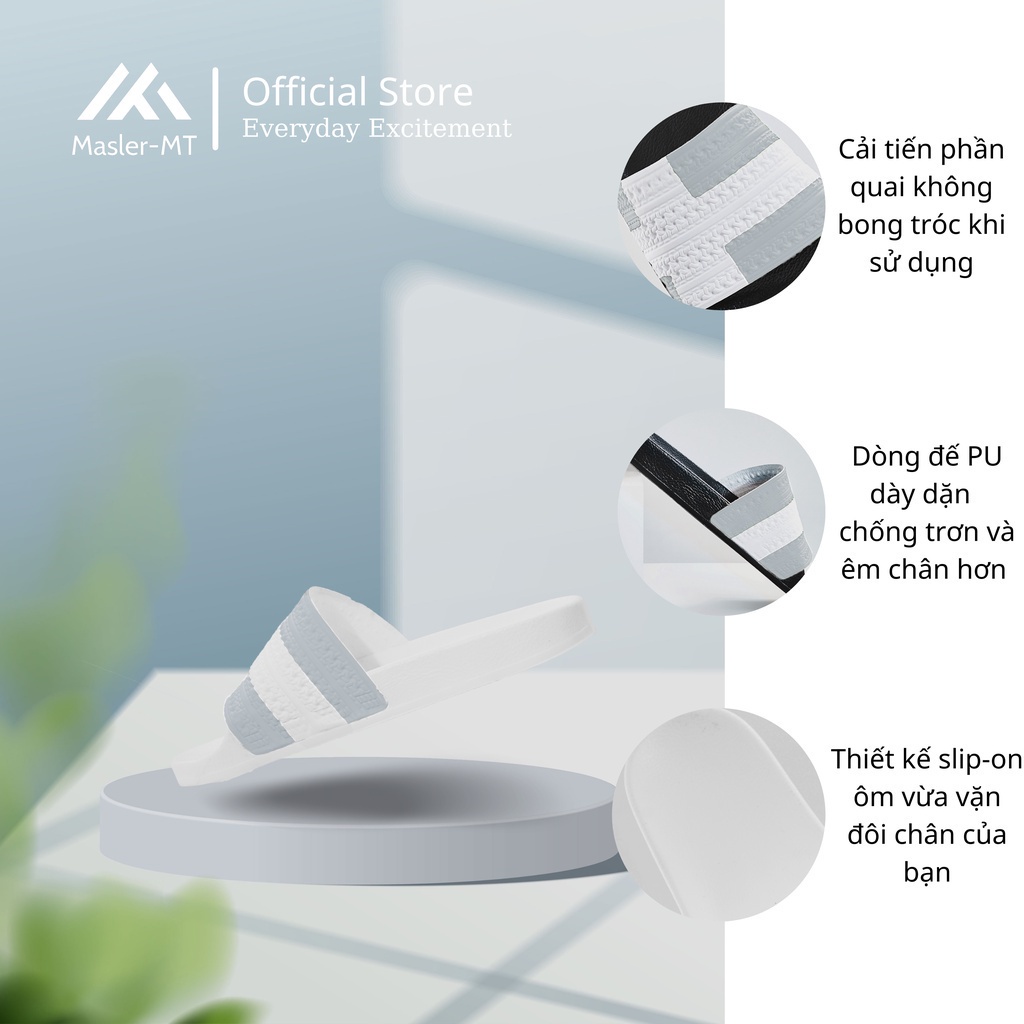 Dép bánh mì nam nữ đan mạch xám dép quai ngang thương hiệu Masler MT với dòng đế chống nước và êm chân DMX