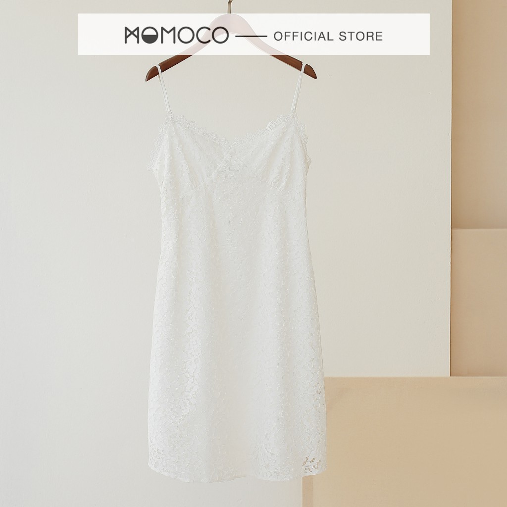 Váy Hai Dây MOMOCO Phối Viền Ngực Ren Đơn Sắc Tối Giản M2637