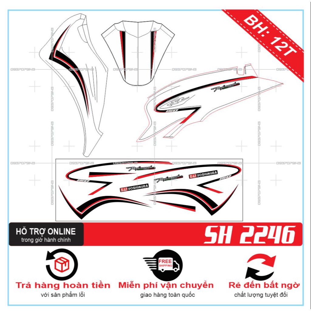 TEM XE SH 2020 CHỈ DỎ ĐEN -- SHIN DECAL 2