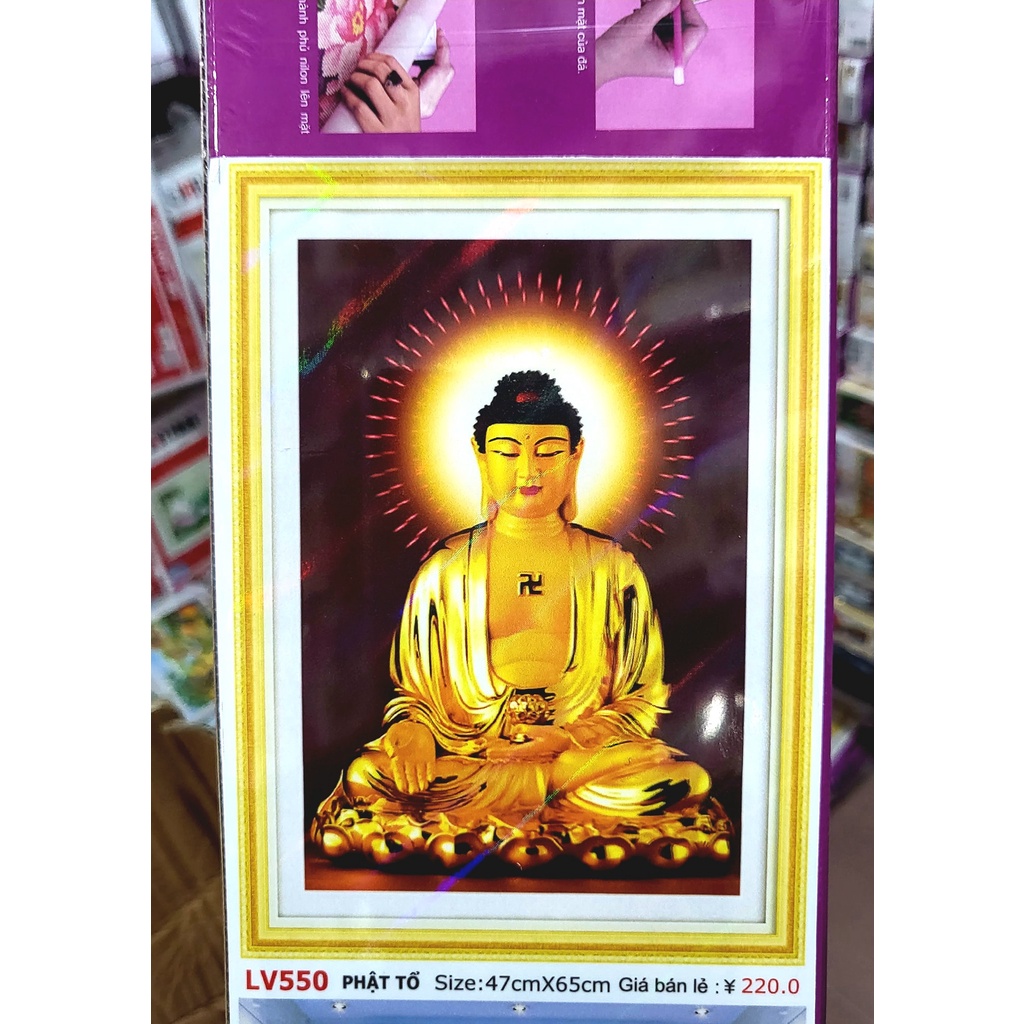 Tranh đính đá phật tổ Kt:45x65cm,tranh gắn đá chưa gắn.