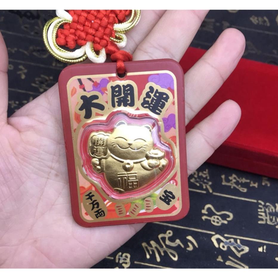 Bao lì xì mèo vàng 24k Như Ý Cát Tường , cúng ngày vía thần tài , có dây treo