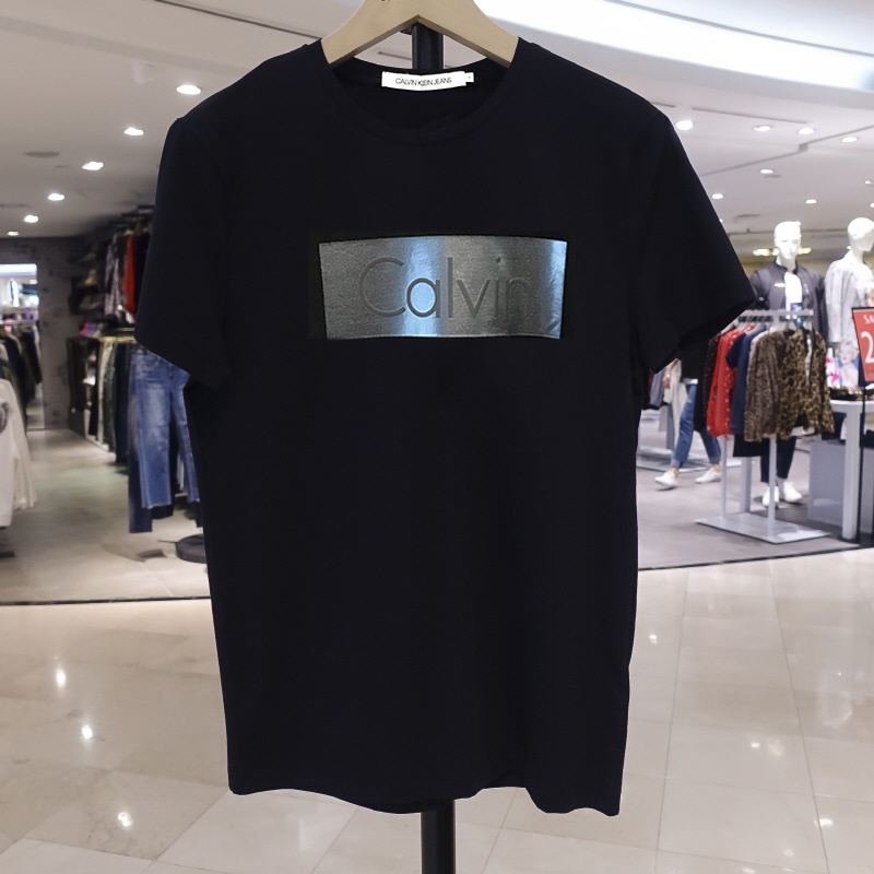 Áo Thun Ngắn Tay Cổ Tròn In Chữ Calvin Klein Đơn Giản Cá Tính Cho Nam