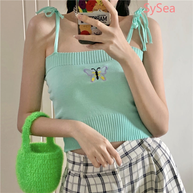 Áo Lửng Hai Dây Thêu Họa Tiết Hoa Quyến Rũ Dành Cho Nữ