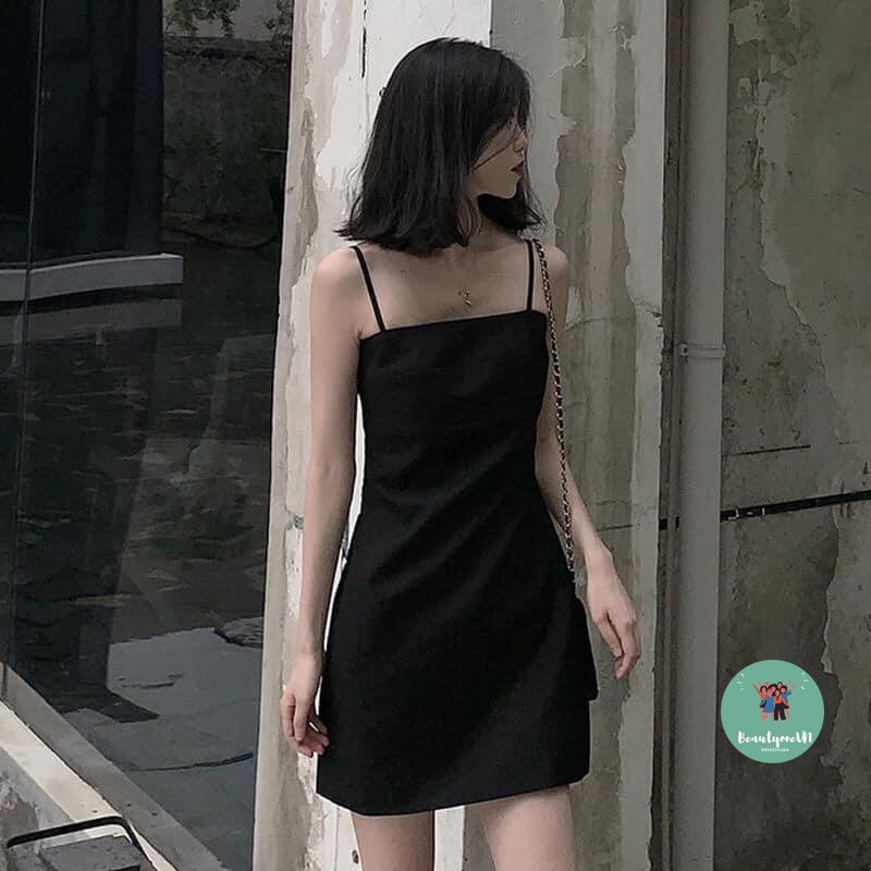 [ Qùa Tặng Dây Buộc Tóc Bạn Nhé] Váy 2 dây trơn đen, váy body siêu xinh (ảnh thật, hàng có sẵn).