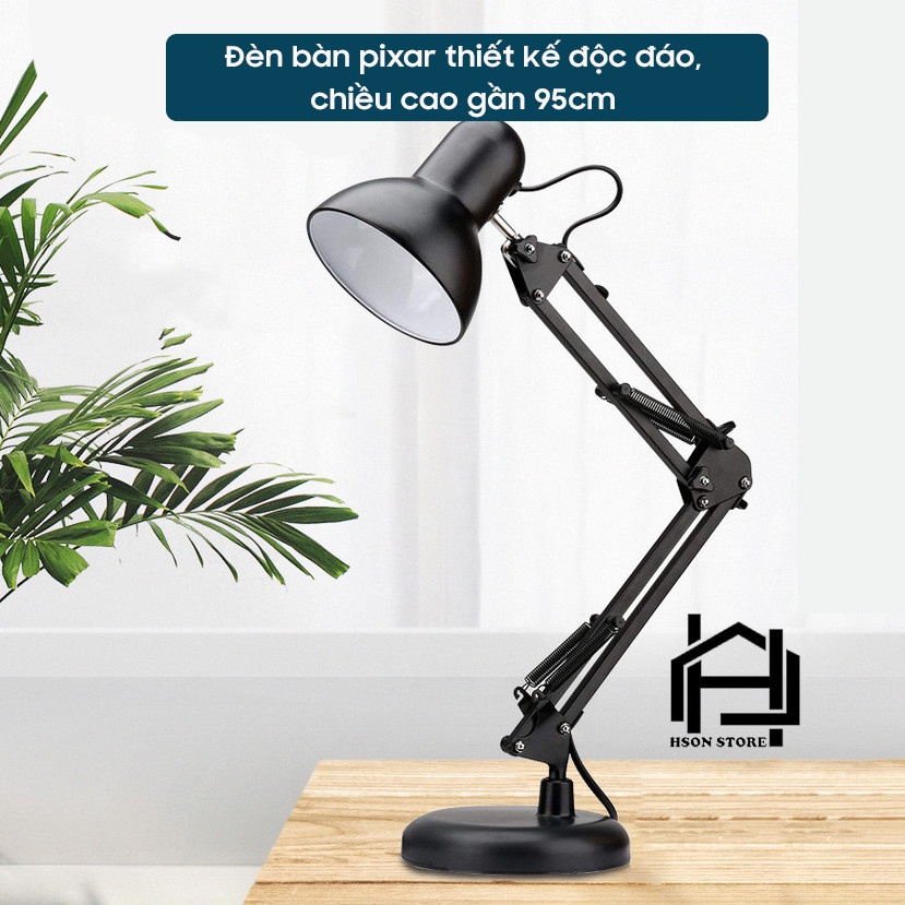 Đèn bàn học CAO CẤP, đèn kẹp gấp Pixar xoay 360 độ có chân kẹp và đế tròn siêu bền và chắc chắn