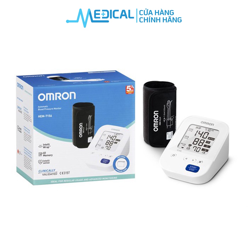 Máy đo huyết áp bắp tay tự động OMRON HEM7156 vòng bít xoay 360 độ ôm sát MEDICAL