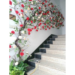 Dây Hoa Hồng Cổ Leo 1.5-1.7M Cao cấp -Hoa Lụa, Dây Rừng