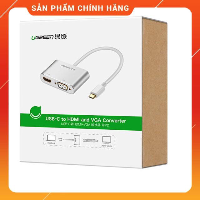 Bộ chuyển đổi USB type C sang HDMI + VGA vỏ nhôm dài 10cm UGREEN CM162 dailyphukien Hàng có sẵn giá rẻ nhất