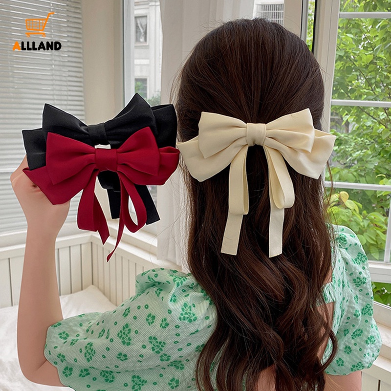 Kẹp Tóc Nơ Ruy Băng Satin Cỡ Lớn Phong Cách Vintage