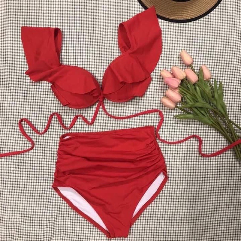 Bikini biển 2 mảnh ❤️ FREESHIP ❤️ Đồ bơi áo gọng cánh tiên và quần nhún cạp cao