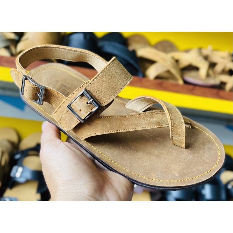 Dép Nam Nữ Da Bò Thật Dép Quai Hậu Unisex Đẹp Nhất Trẻ Trung Năng Động Phù Hợp Đi Chơi Đi Học Atshoes LDAT021