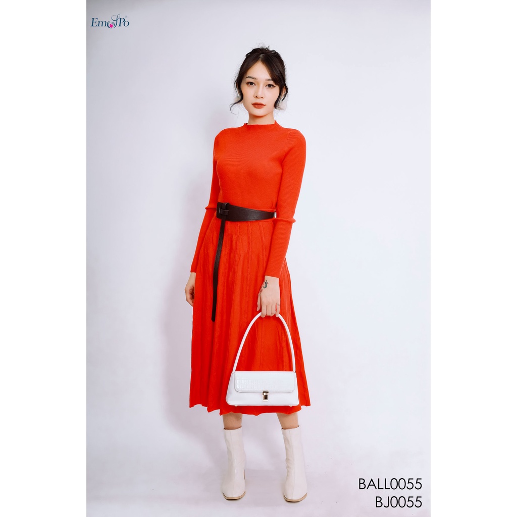 Set len công sở emspo áo cổ cao chân váy xòe BALL0055 BJ0055