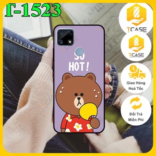 Ốp lưng nhám chống sốc dành cho Realme C25, C25s, C12 in hình gấu nâu dễ thương
