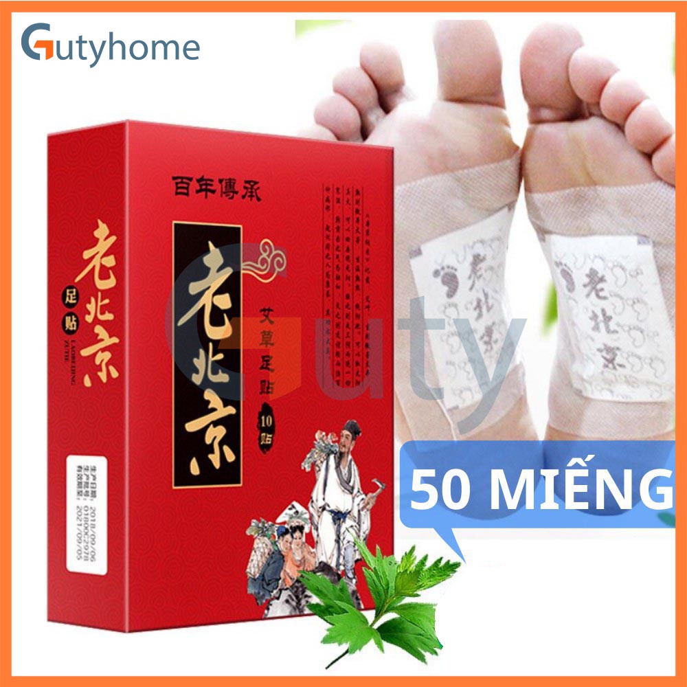 Hộp 50 Miếng dán chân thải độc - Miếng dán ngải cứu Bắc Kinh thải độc tố qua gan bàn chân - soleil care