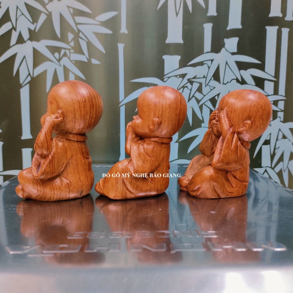 Bộ tượng tam không (không nghe, không nói, không nhìn) gỗ hương