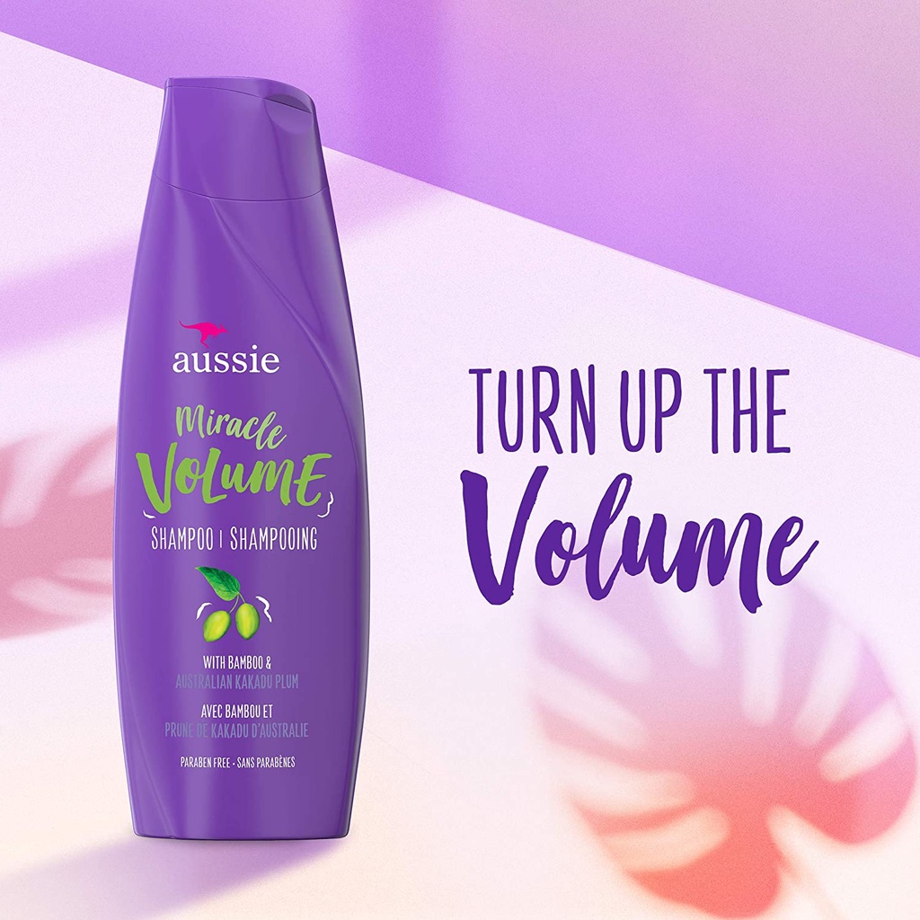 Aussie cặp gội xả aussie miracle volume 360ml/ chai giúp tóc bồng bềnh thơm hương tươi sáng của Mỹ không paraben