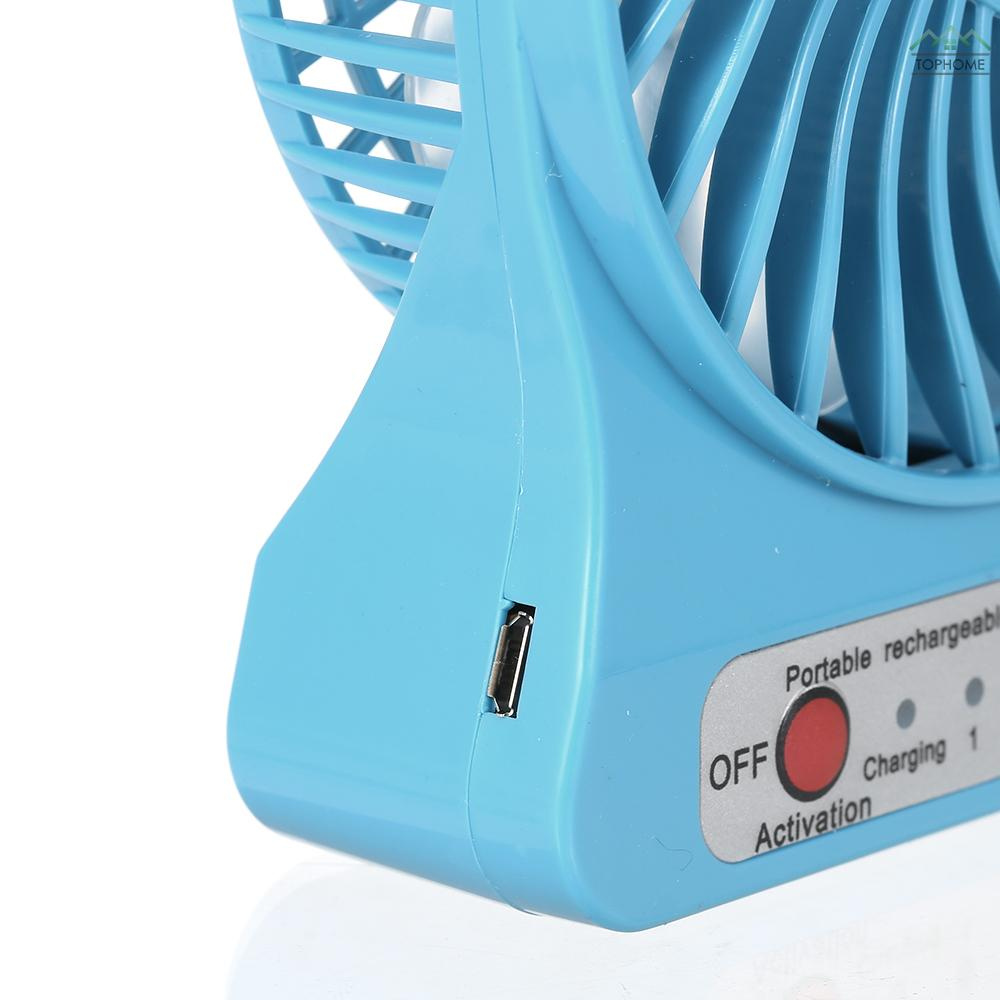 Fan  Ť Portable Rechargeable LED Light Fan Mini Desk USB Charging Air Cooler 3 Mode Speed Regulation LED Lighting Function Cooling (Blue)