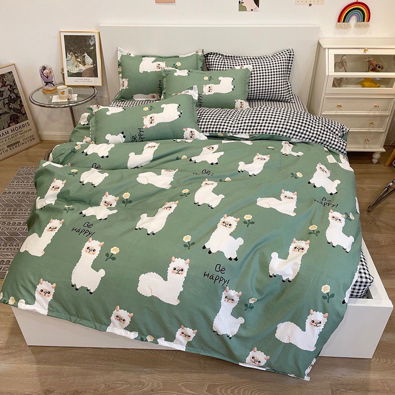Bộ chăn ga Cotton Poly Hàn nhập khẩu - sét 4 món Decor siêu xinh