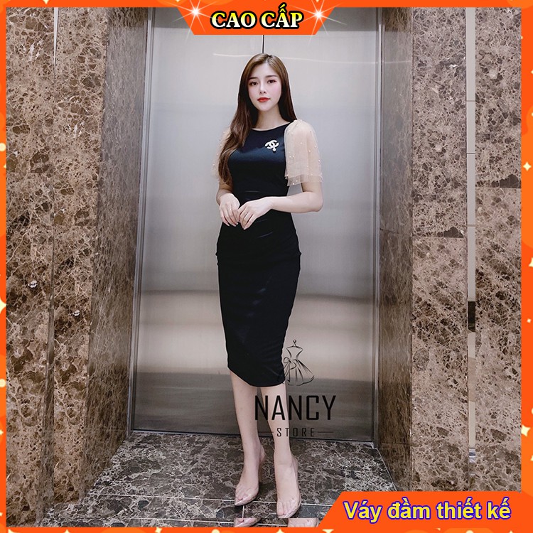 Đầm váy nữ body cổ tròn, tay bồng, cao cấp sang chảnh dự tiệc công sở Nancy A48 | BigBuy360 - bigbuy360.vn