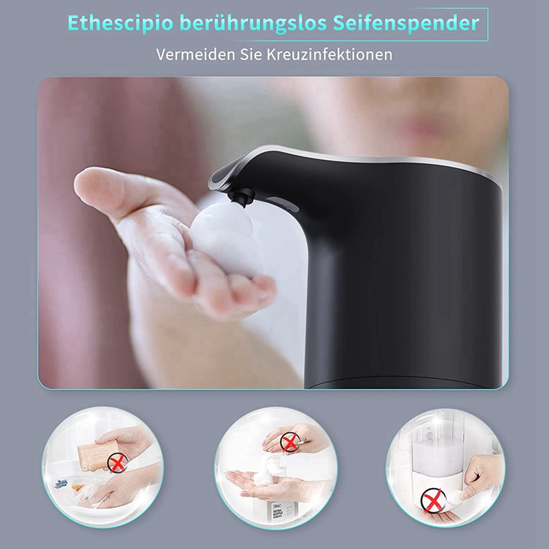 Hộp Đựng Xà Phòng Tự Động Màu Đen Có Thể Sạc Lại Tiện Dụng