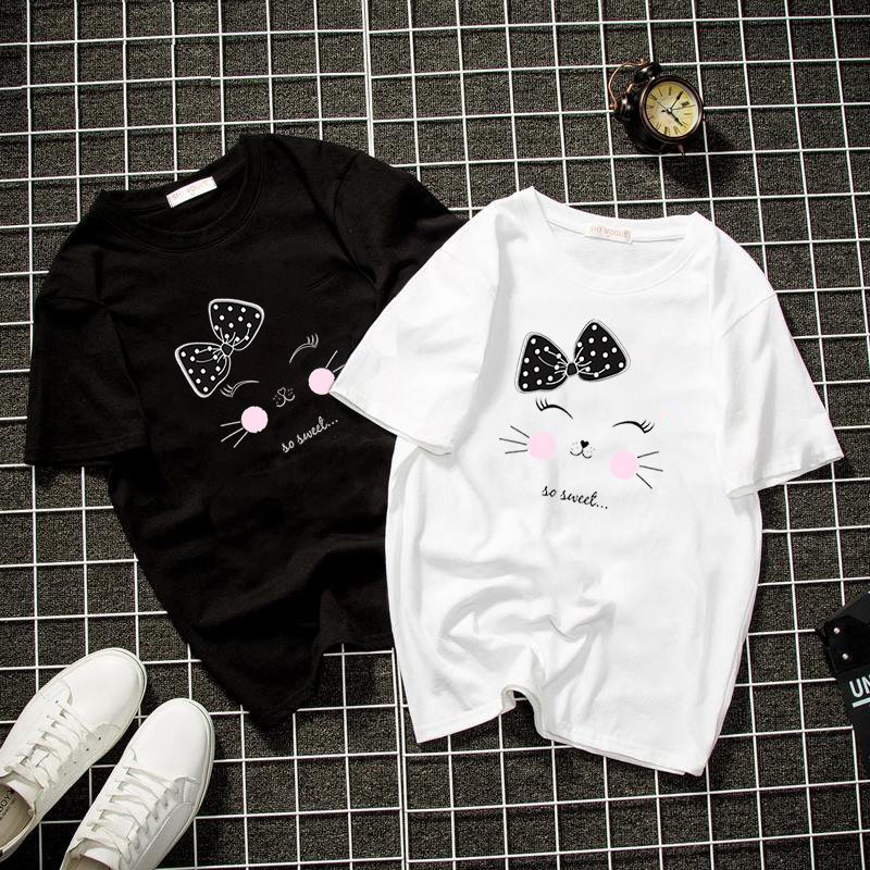 Áo thun unisex form rộng mèo cười híp mắt vải dày mịn đẹp 2019T1973