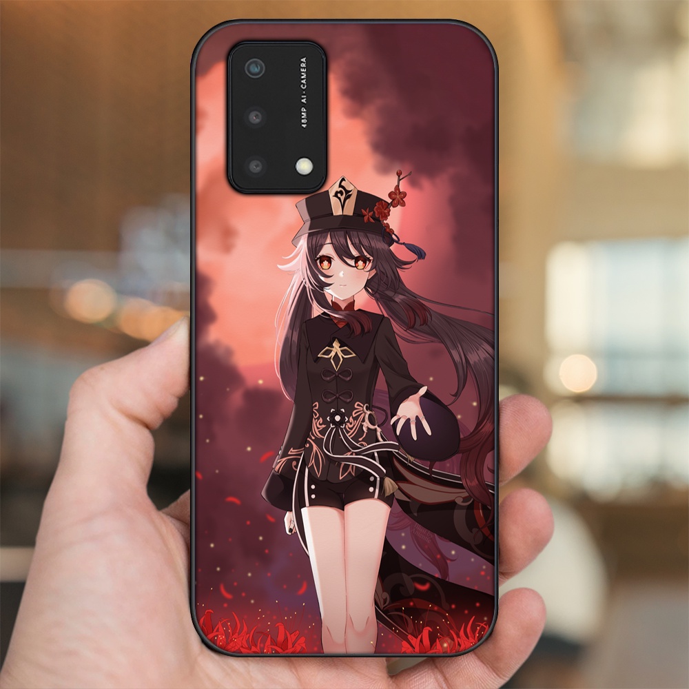 Ốp lưng Oppo A74, A93 5G, A95 viền đen in hình Hutao Genshin Impact