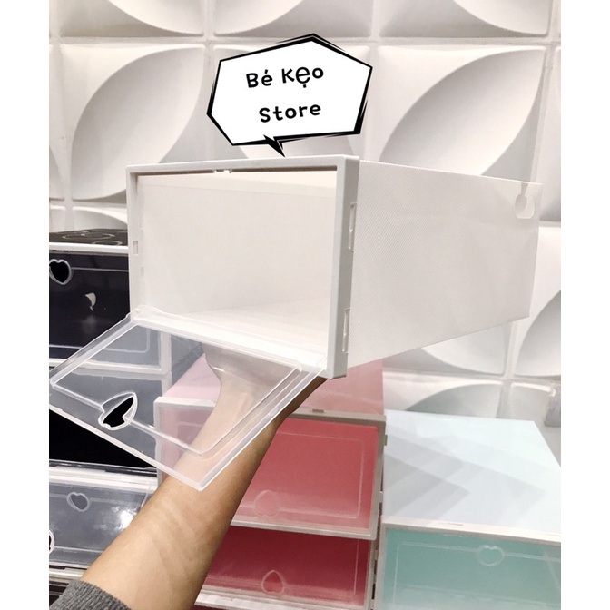 Combo 2 hộp đựng giày nắp nhựa cứng, tủ đựng giày dép thông minh, tiện lợi size lớn