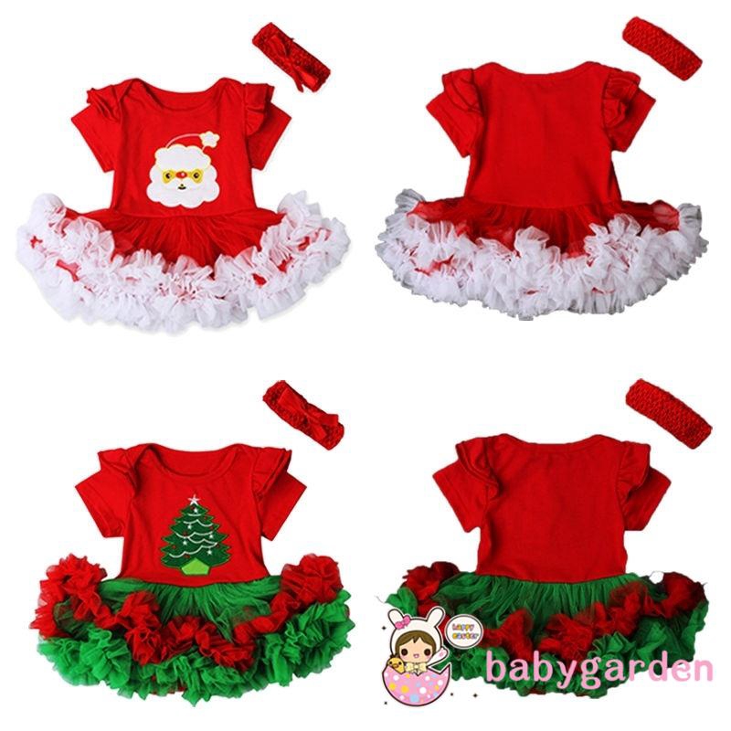 Set đầm xoè + băng đô cài tóc phong cách Giáng sinh cho bé