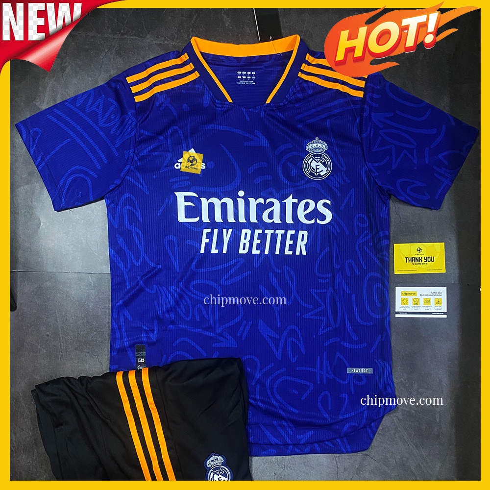 Bộ áo bóng đá Real Xanh mùa giải mới 2021 xanh sân khách Thái cao cấp