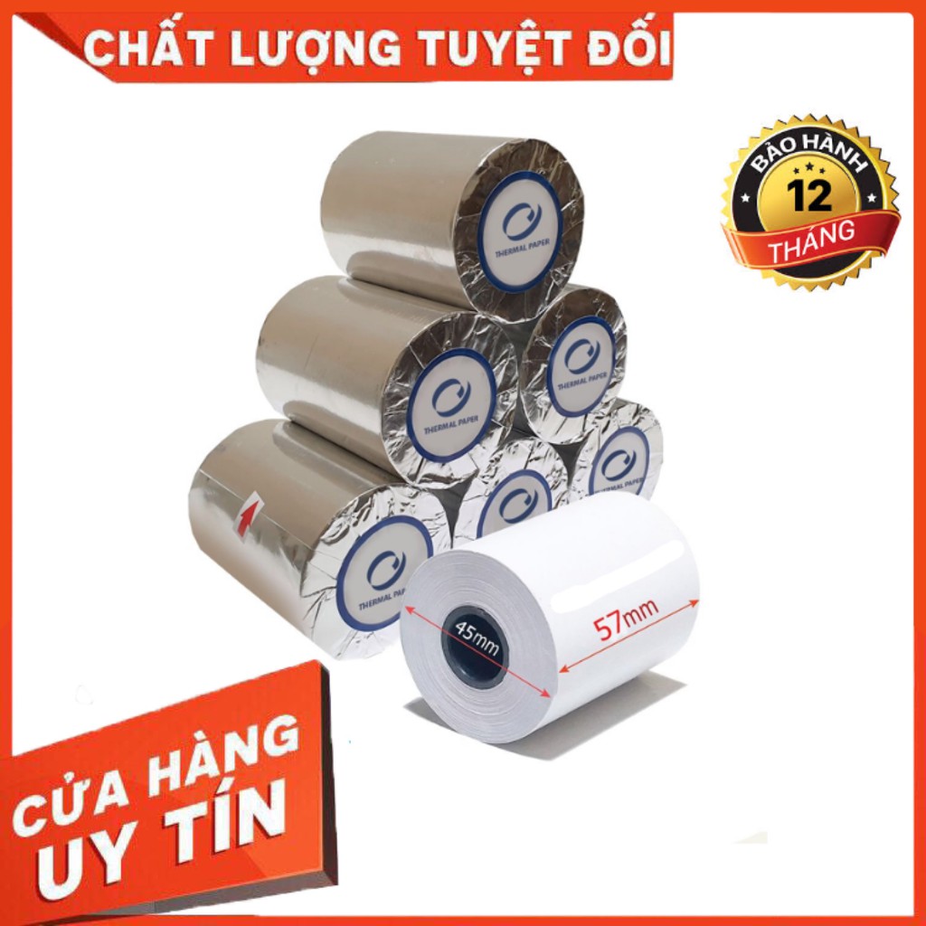 10 Cuộn giấy in nhiệt K57X45, khổ 57 phi 45