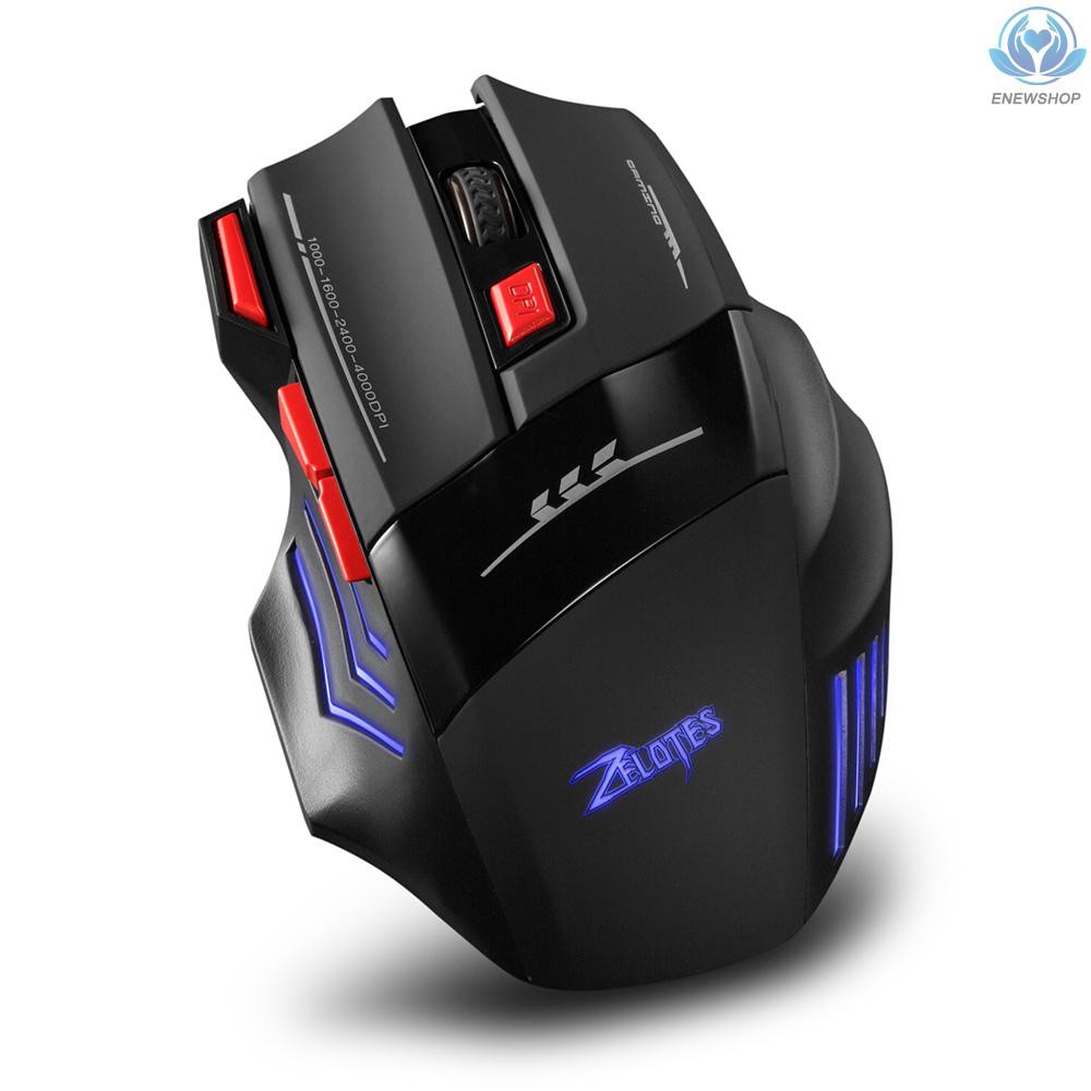 【enew】Zelotes F-14 Wireless Gaming Mouse Upgrade Edition Rechargeable Mice Adjustable 4000DPI Optical 2.4G Wireless Technology 30m