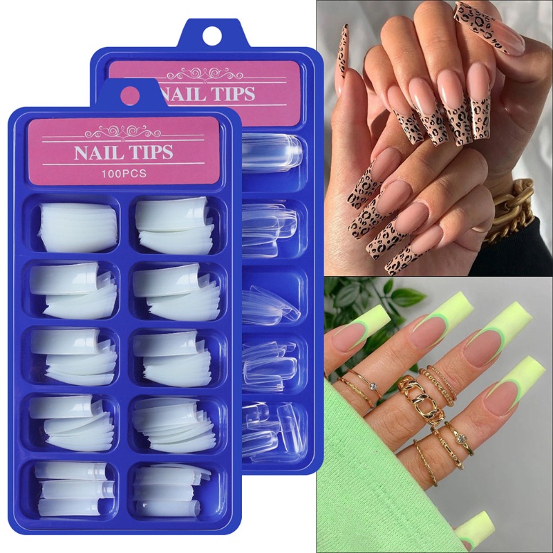 Móng Tay Giả Trong Suốt Dạng Vuông Cho Nối Móng
