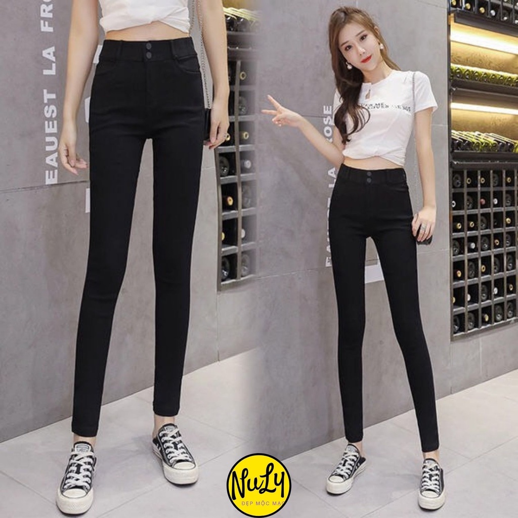 Quần legging nữ cạp cao 2 khuy chất vải Umi Cao cấp dày dặn cực ôm body nâng mông vận động thoải mái NULY_24