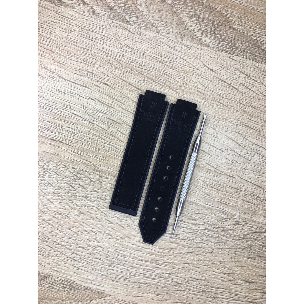 GIÁ ĐỘC NHẤT Dây đồng hồ cao cấp Hublot nữ size 34 - Da lộn đen size 13 19 18