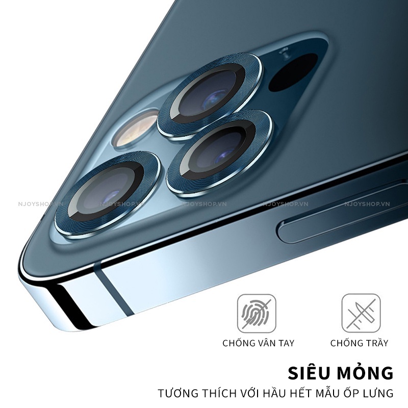 Bộ Vòng Titan Bảo Vệ Camera Iphone 9H Chống Trầy Xước Cho Iphone 12 Pro Max 11 Pro Max NJOYSHOP
