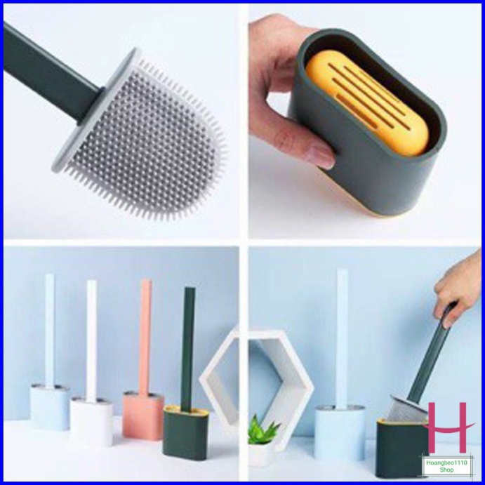 Cọ Vệ Sinh Bồn Cầu Bằng Silicon Tiện Dụng Kèm Hộp Đựng