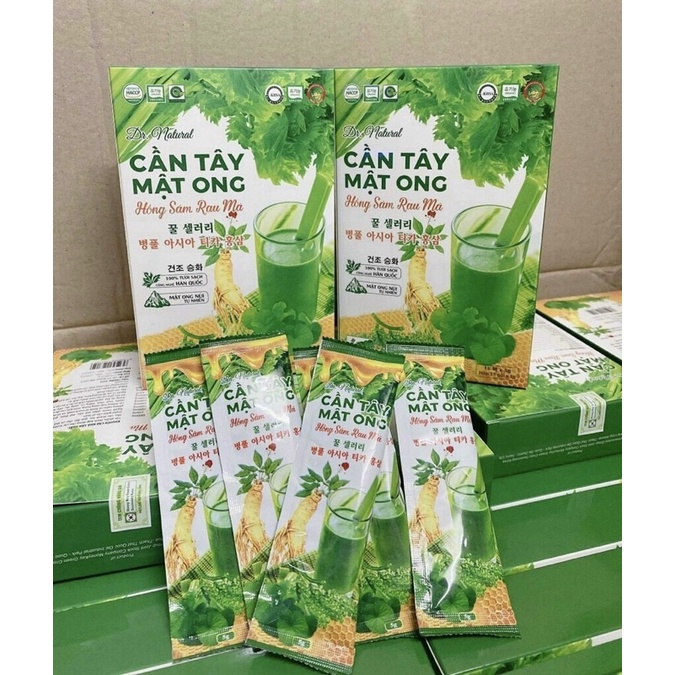 [Chính hãng] Bột Cần Tây Mật Ong Hồng Sâm Rau Má Thanh lọc cơ thể đẹp da , đẹp dáng hộp 15 gói
