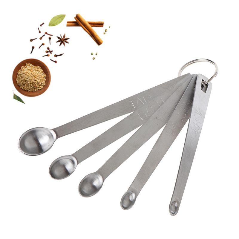 Bộ 5 Muỗng Đo Lường Bằng Thép Không Gỉ Tiện Dụng Cho Nhà Bếp
