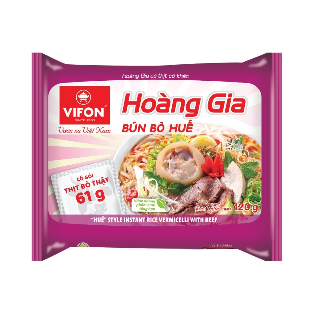 Bún bò Huế Hoàng Gia Vifon gói 120g (có gói thịt thật)