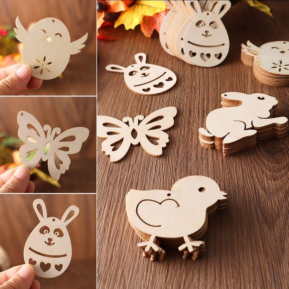 KRNY Set 10 Thẻ Treo Trang Trí Sổ Tay DIY Hình Trứng Phục Sinh Chưa Hoàn Thiện